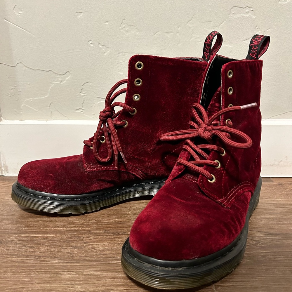 Red Velvet Doc Martins Size 7